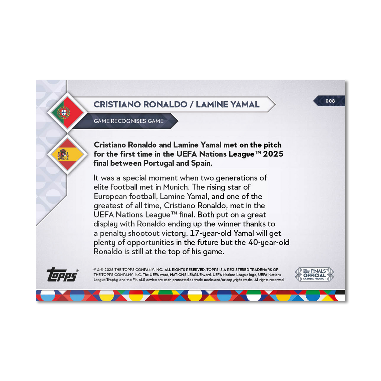 Topps NOW 2025 - Cristiano Ronaldo - Lamine Yamal – Game Recognises Game