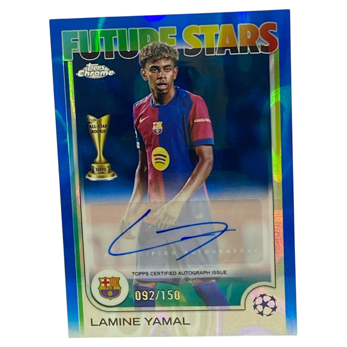 2024-25 Topps Chrome UEFA - Lamine Yamal - Future Stars Auto Blue Refractor /150 - FC Barcelona