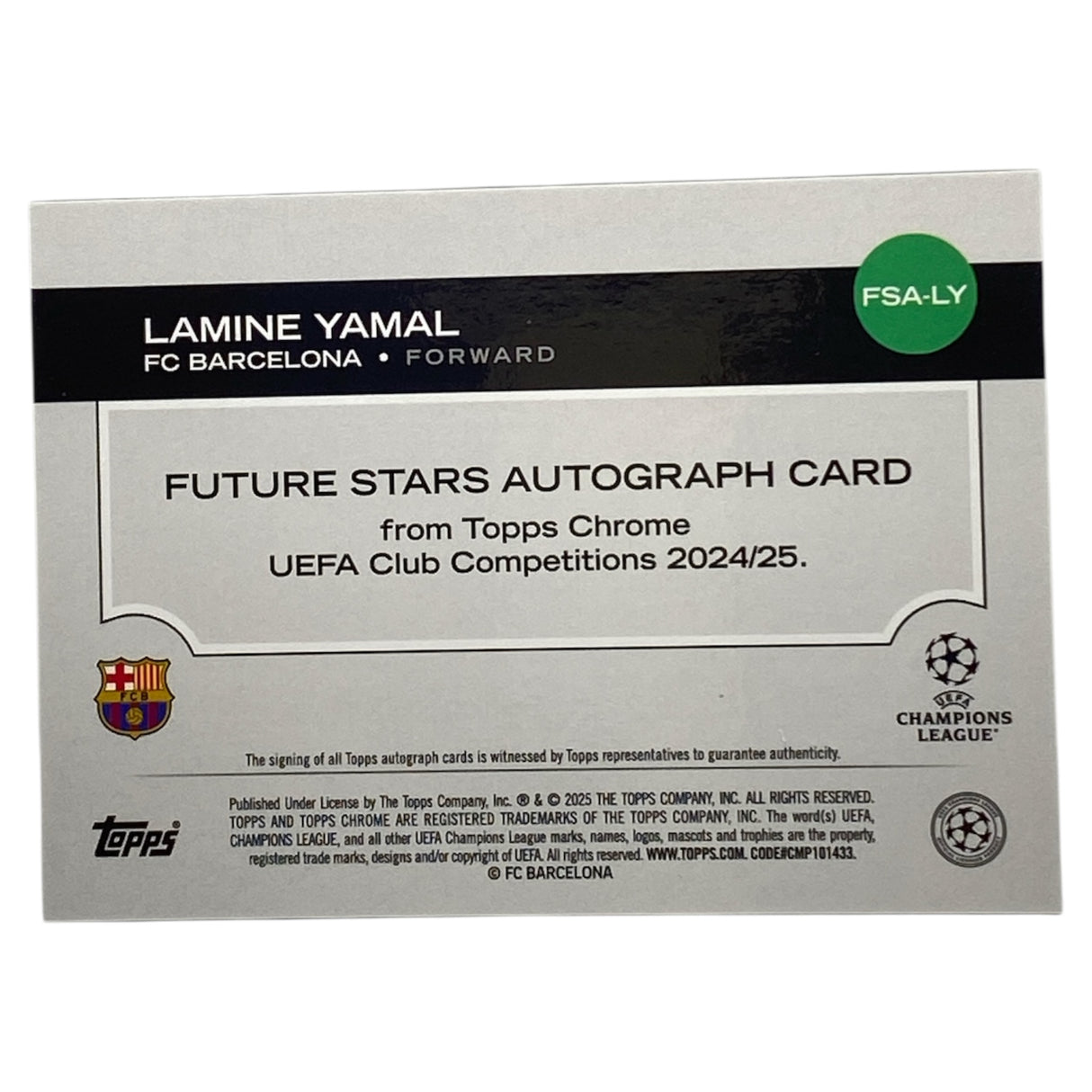 2024-25 Topps Chrome UEFA - Lamine Yamal - Future Stars Auto Blue Refractor /150 - FC Barcelona
