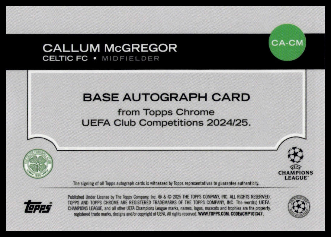 2024-25 Topps Chrome UEFA - Callum McGregor - Gold Geometric Refractor - Celtic FC