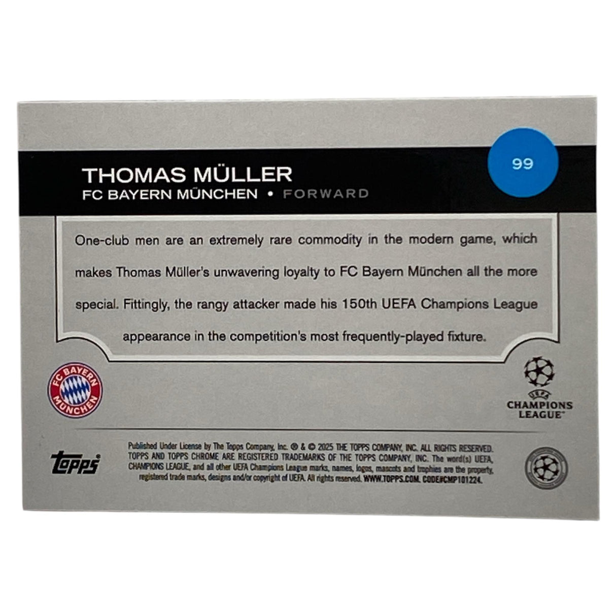 2024-25 Topps Chrome UEFA - Thomas Müller Lava Refractor /175 - Bayern München