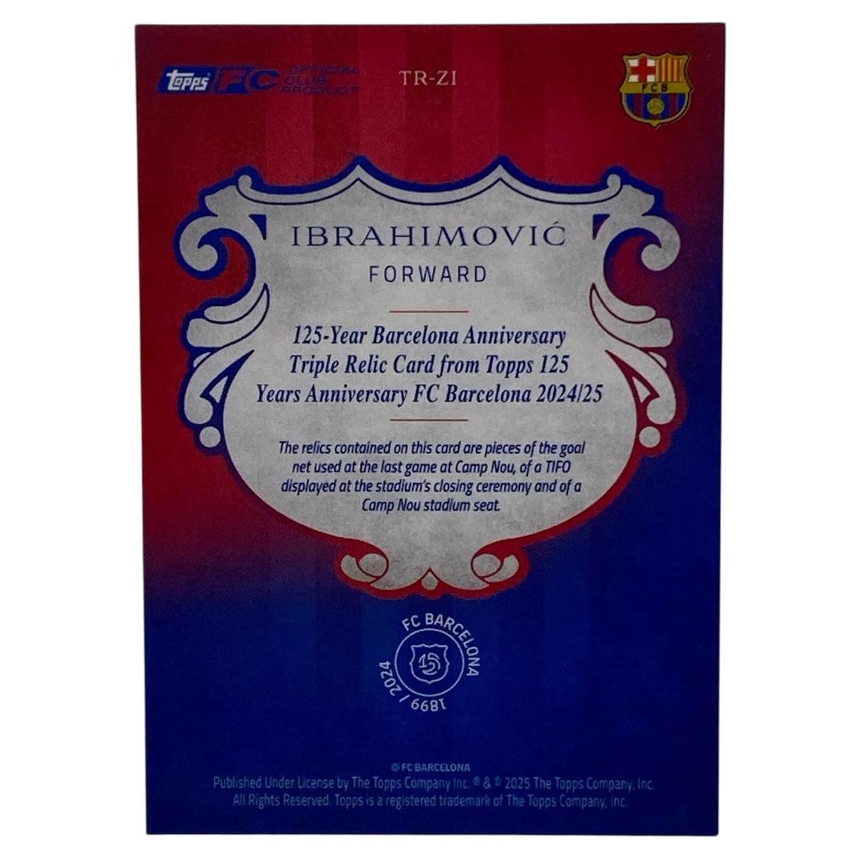 Topps 125 Years Anniversary FC Barcelona - Zlatan Ibrahimović - Triple Relic /99