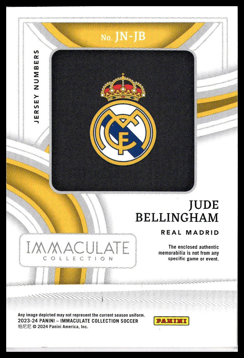2023-24 Panini Immaculate - Jude Bellingham Jersey Numbers /49 - Real Madrid