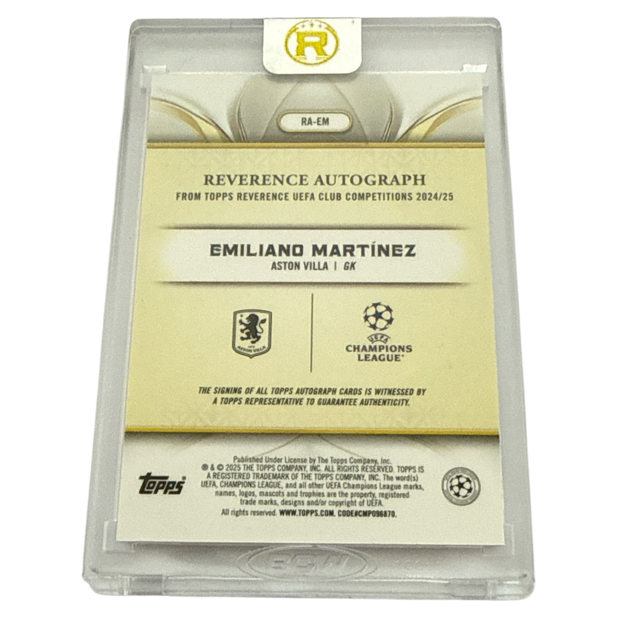 2024-25 Topps Reverence - Emiliano Martínez- /99 - Aston Villa